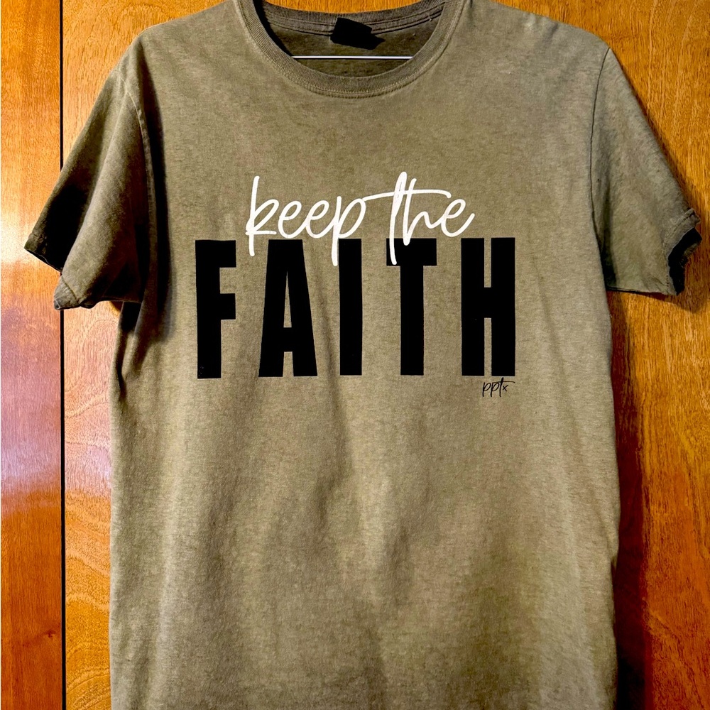 Ladies Brand Colortone Medium “Keep The Faith” Green T-shirt